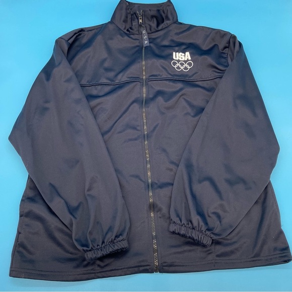 USA Olympic Track Jacket Full Zip Black Size XL MADE IN USA - Picture 10 of 13